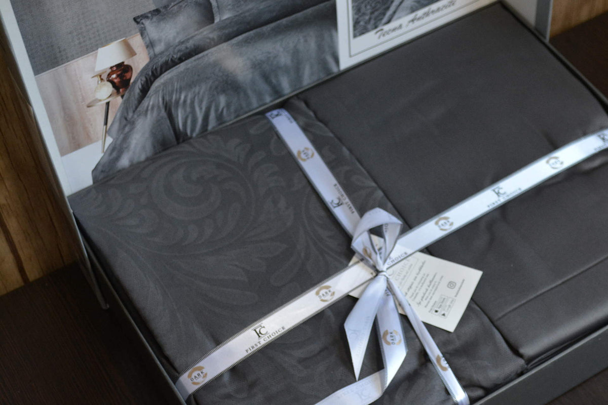 Постільна білизна First Choice Jacquard Satin DARK 200 х 220 см Tecna Anthracite