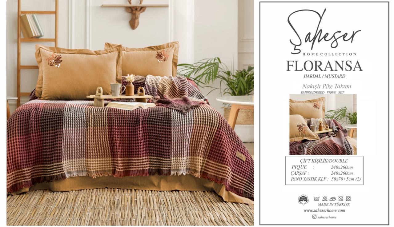 Комплект постільної білизни з покривалом Saheser  Floransa 240 x 260 см. Kiremit