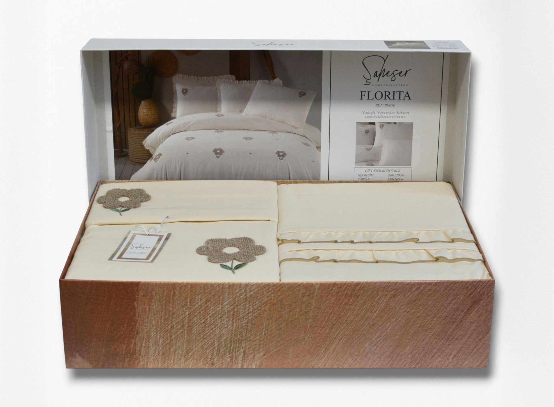 Постільна білизна Saheser Stonewashed 200 х 220 см Florita Beige