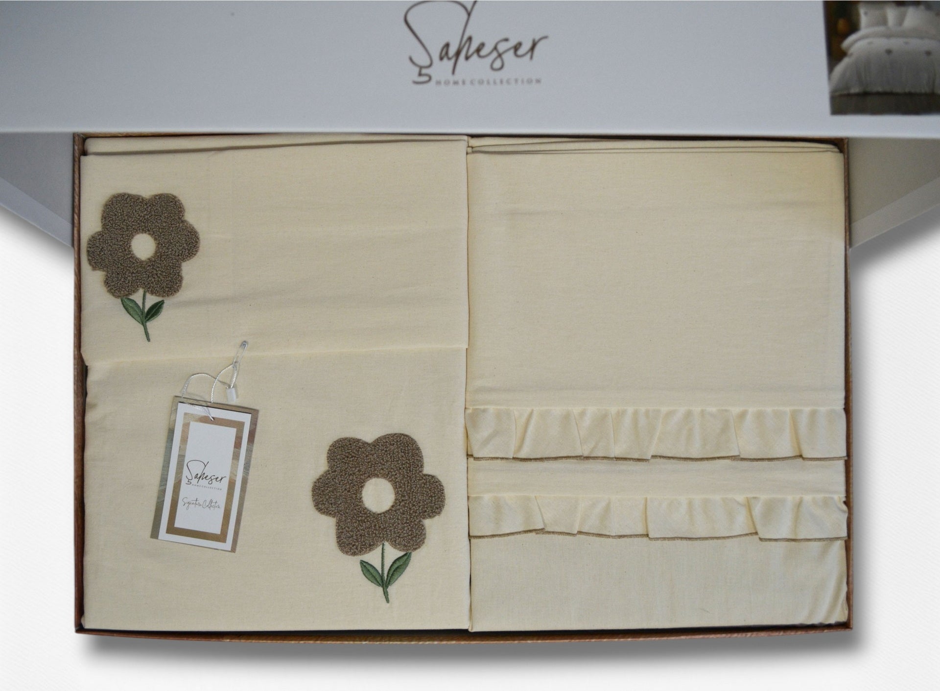 Постільна білизна Saheser Stonewashed сімейний (2 шт 160 х 220 см) Florita Beige