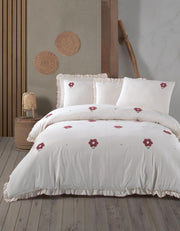 Постільна білизна Saheser Stonewashed 200 х 220 см Florita Maroon