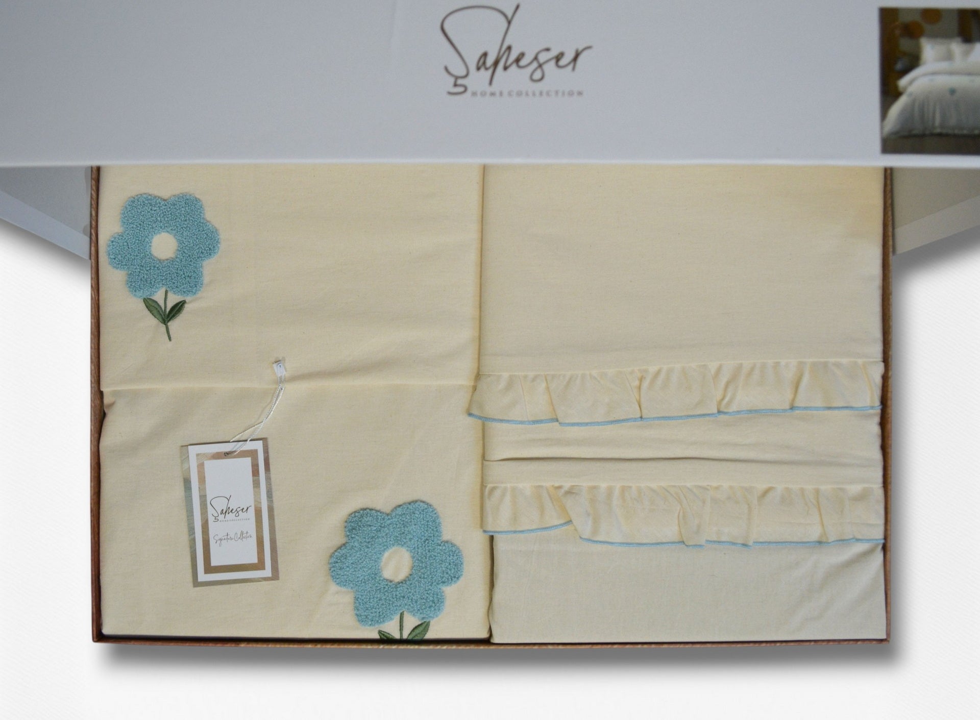 Постільна білизна Saheser Stonewashed сімейний (2 шт 160 х 220 см) Florita Mint