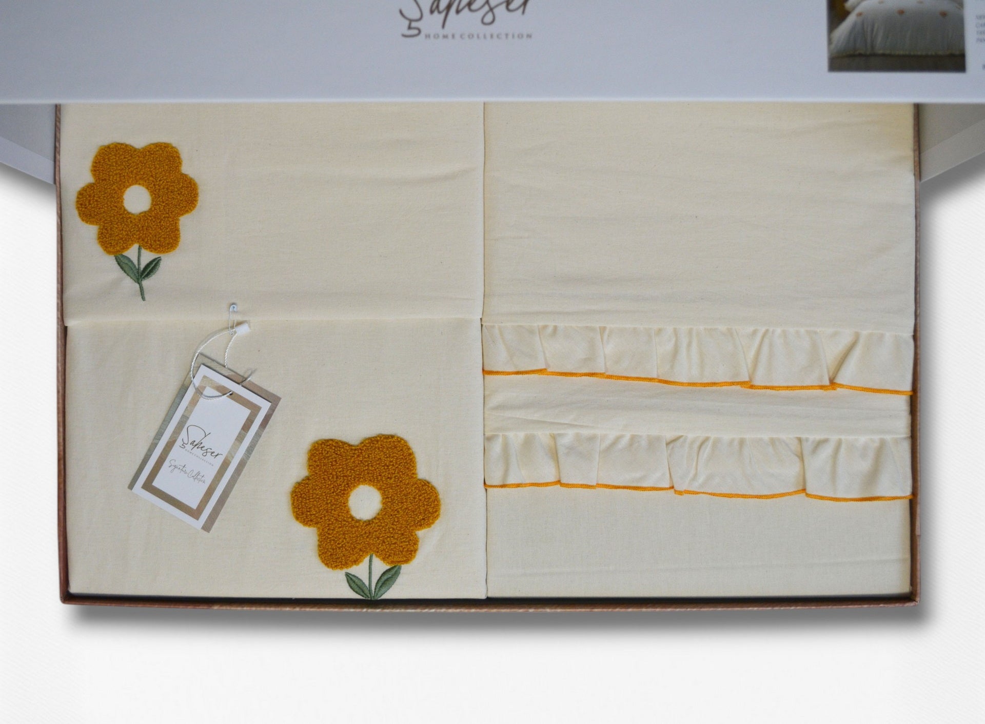 Постільна білизна Saheser Stonewashed 200 х 220 см Florita Yellow