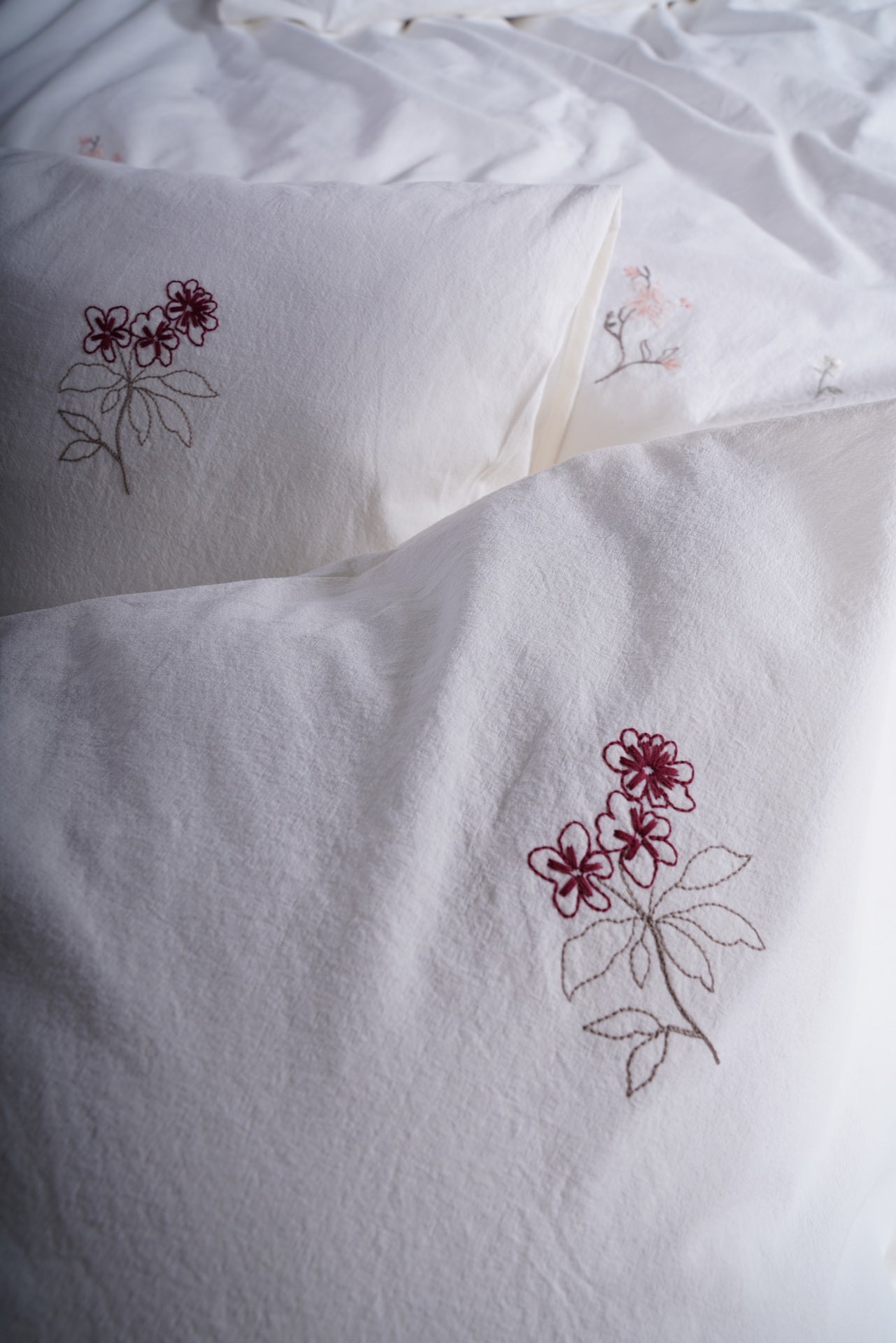 Постільна білизна Limasso Stonewashed Garden de Fleur 200 х 220 см Snow White
