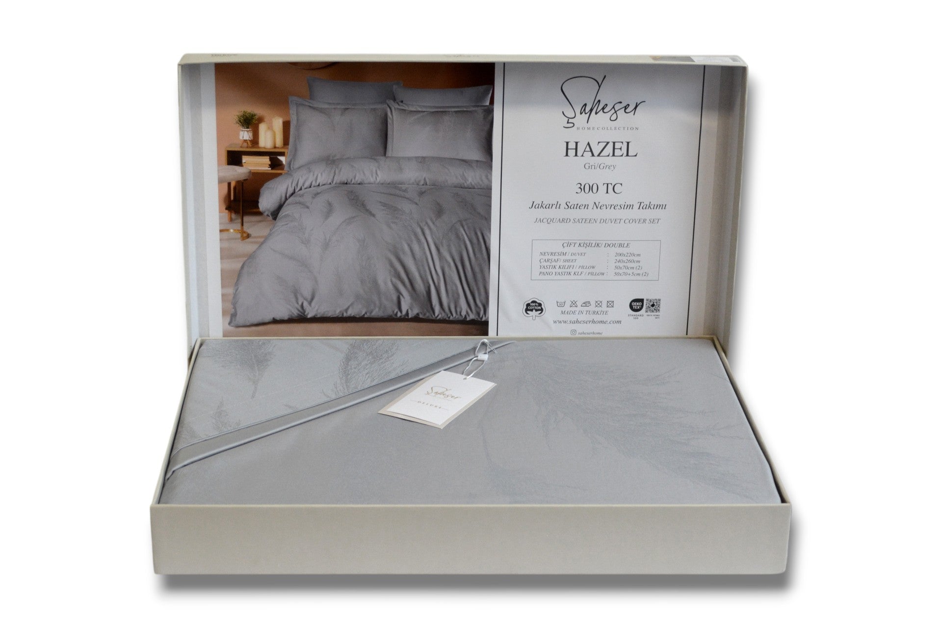 Комплект постільної білизни Saheser Delux Jacquard 300 TC 200х220 см Hazel Gri
