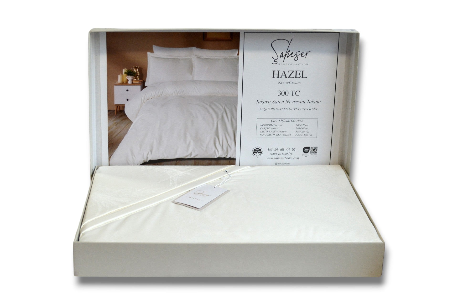 Комплект постільної білизни Saheser Delux Jacquard 300 TC 200х220 см Hazel Krem