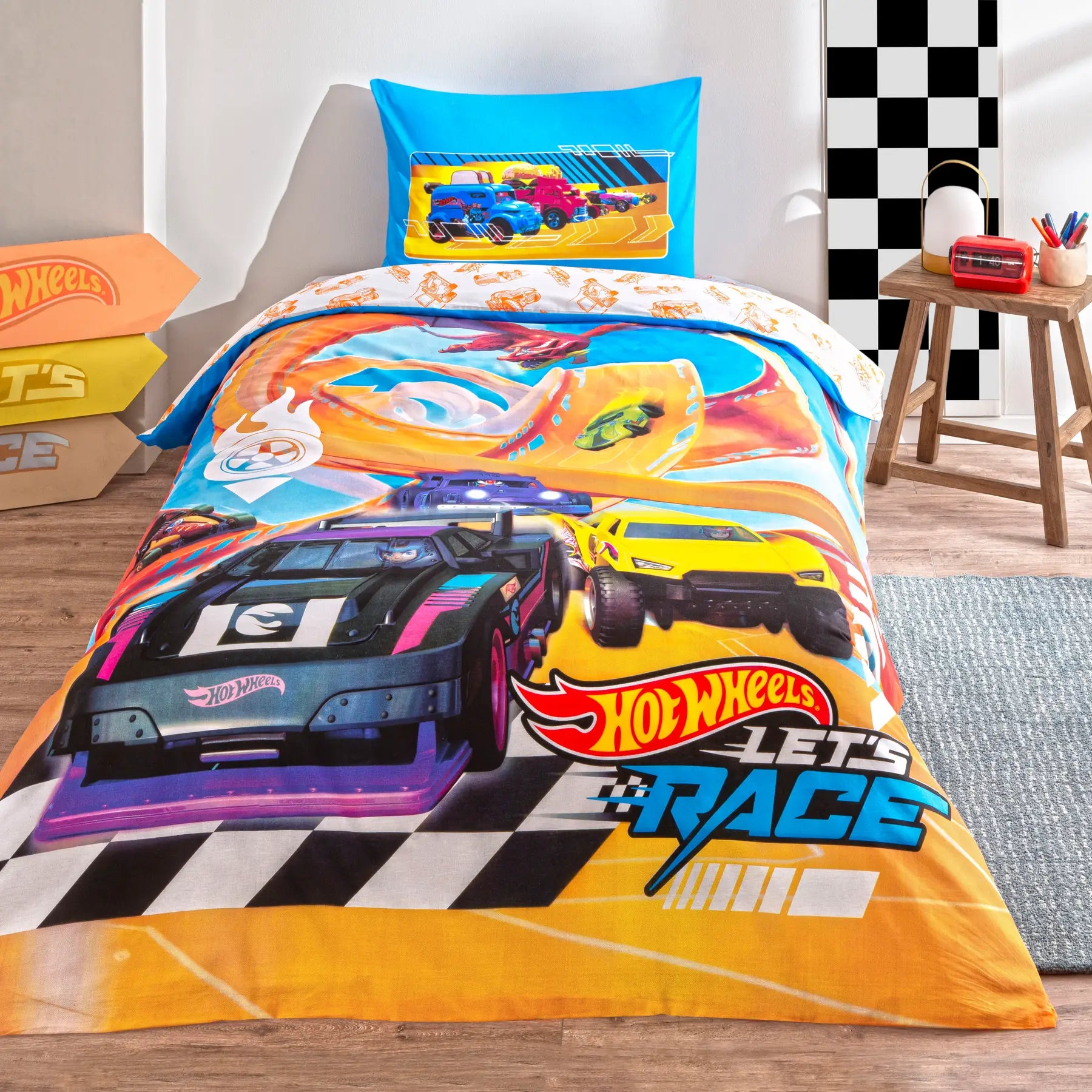 Постільна білизна TAC Disney 160x220 см Hot Wheels Let's Race
