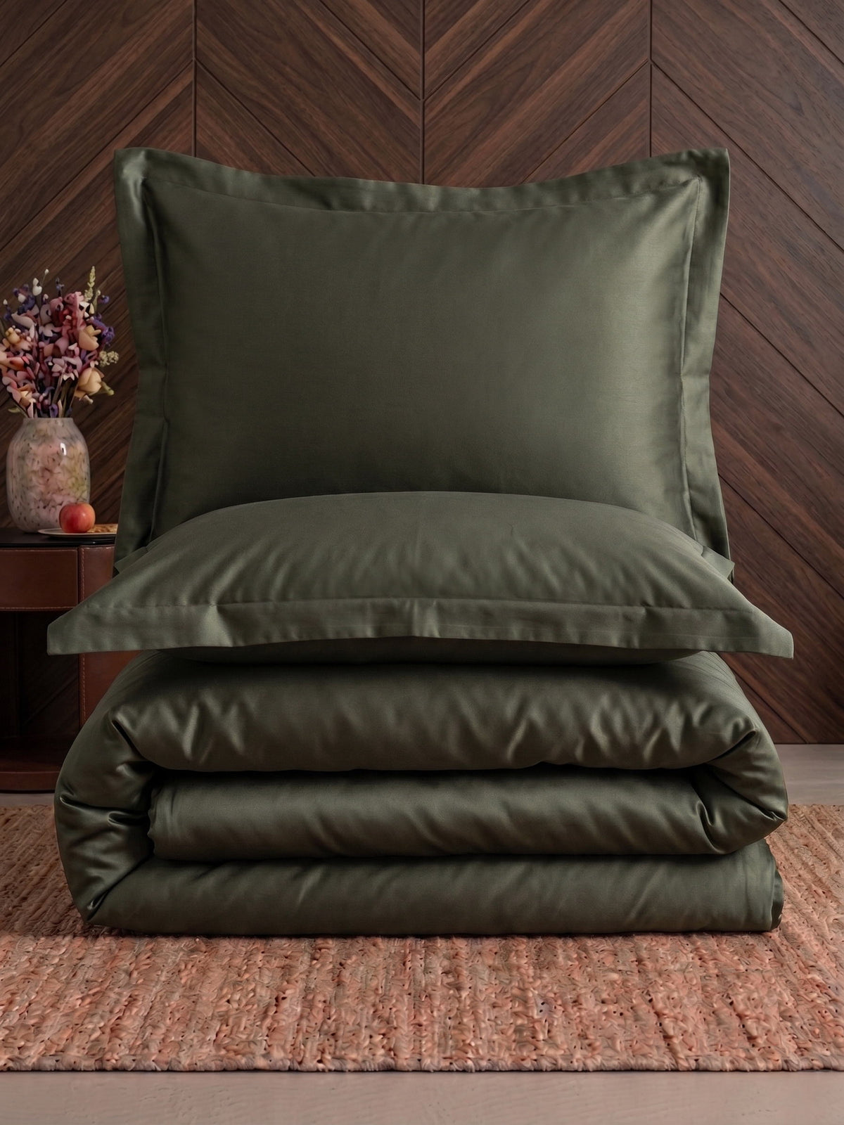 Комплект постільної білизни Issimo Vegan Silk 200х220 см Jade Moss