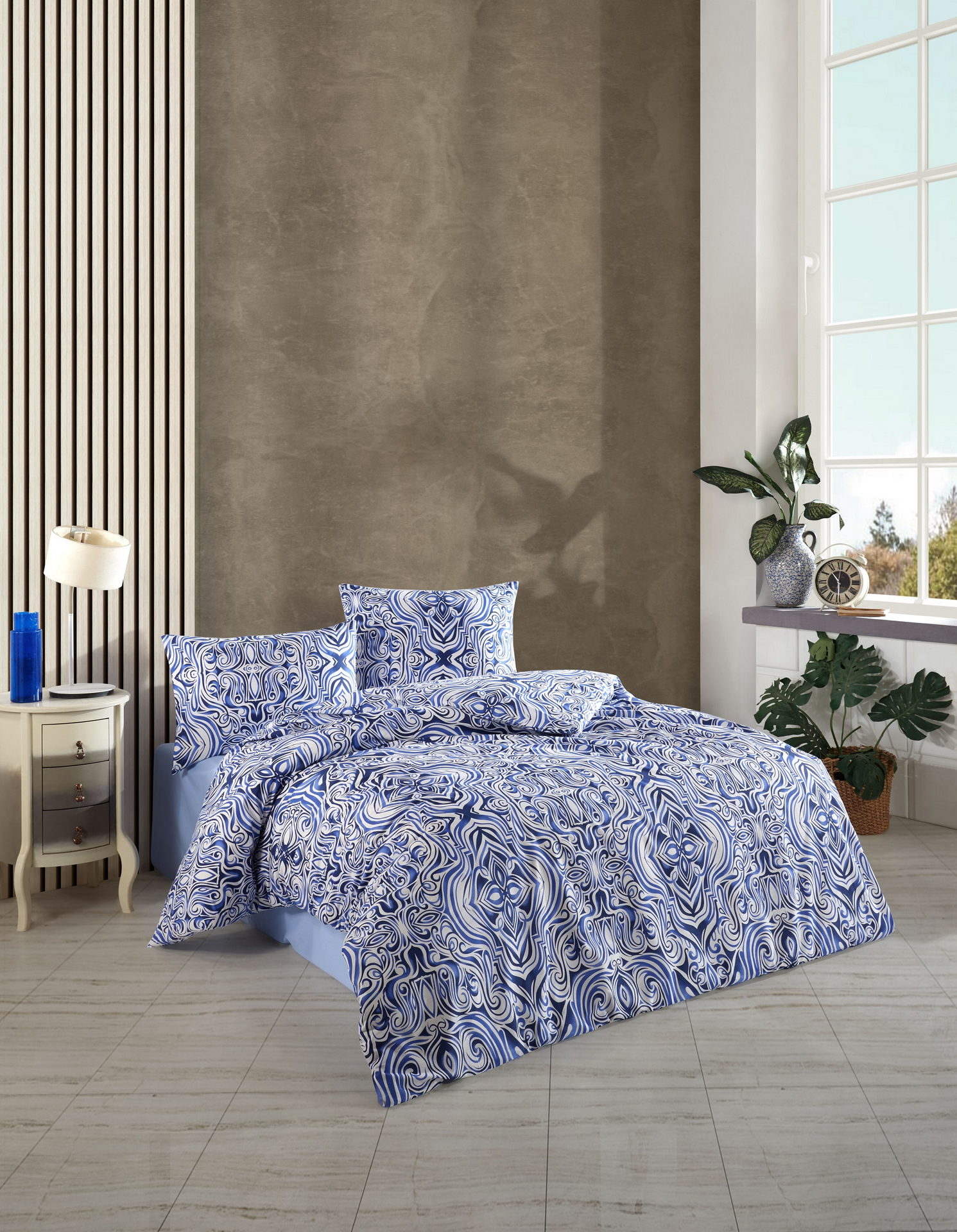 Комплект постільної білизни Kristal Ranforse 200x220 см Elvin Mavi