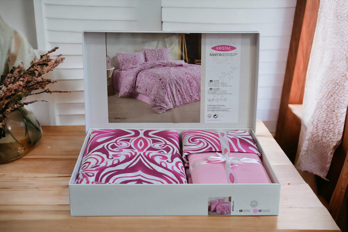 Комплект постільної білизни Kristal Ranforse 200x220 см Elvin Pembe