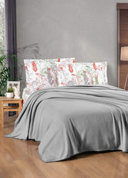 Комплект постільної білизни з пледом Kristal Ranforse 200x230 см Breeze Gri