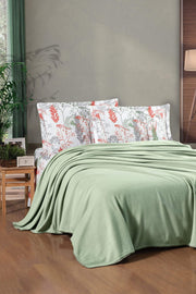 Комплект постільної білизни з пледом Kristal Ranforse 200x230 см Breeze Haki