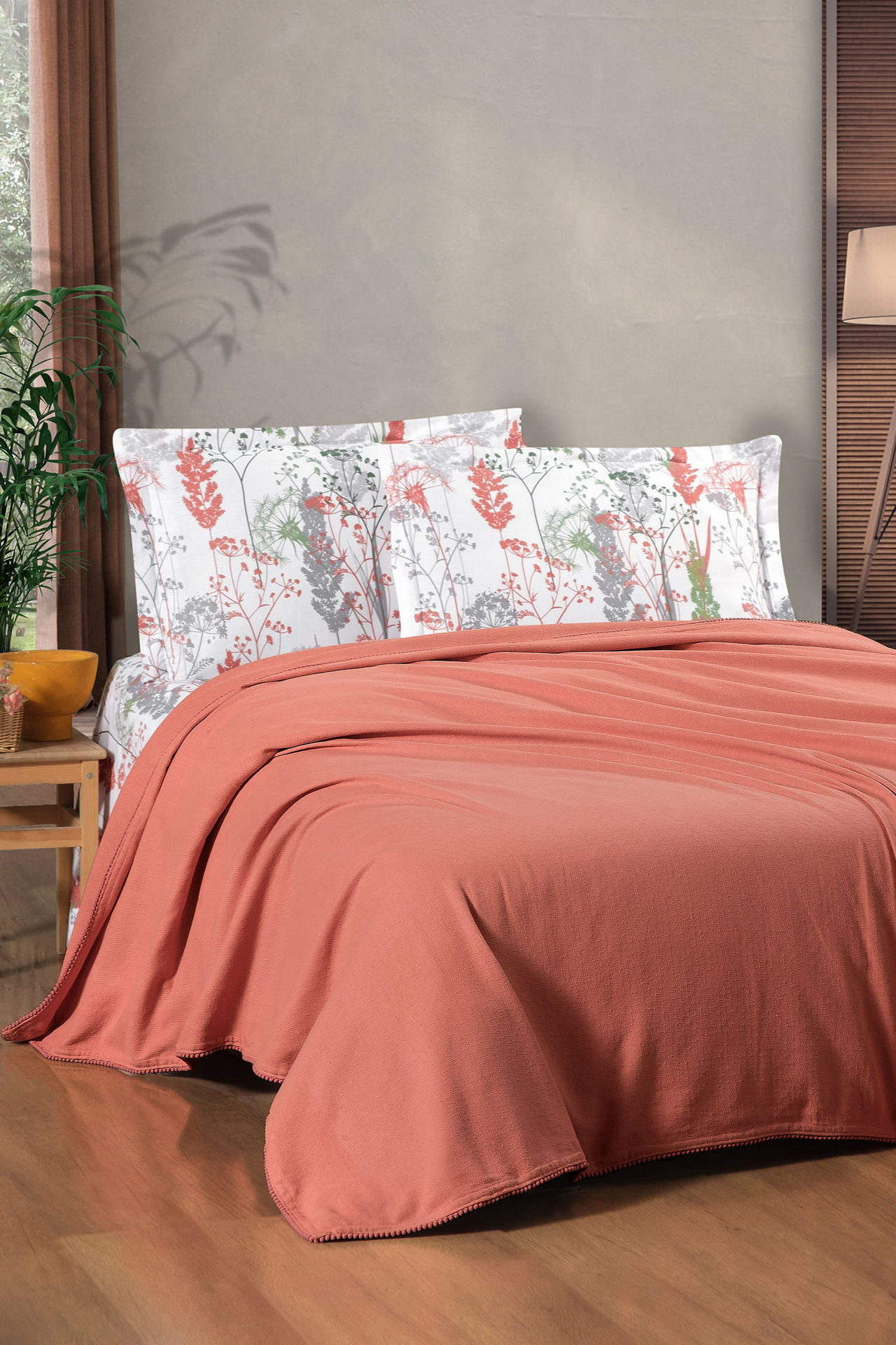 Комплект постільної білизни з пледом Kristal Ranforse 200x230 см Breeze Kiremit