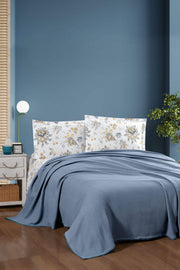 Комплект постільної білизни з пледом Kristal Ranforse 200x230 см Vita Indigo
