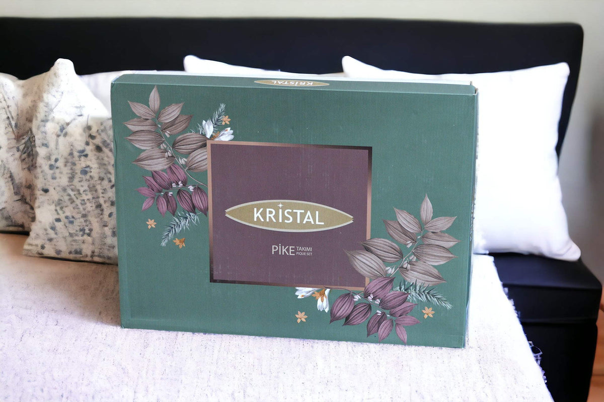 Комплект постільної білизни з пледом Kristal Ranforse 200x230 см Breeze Haki