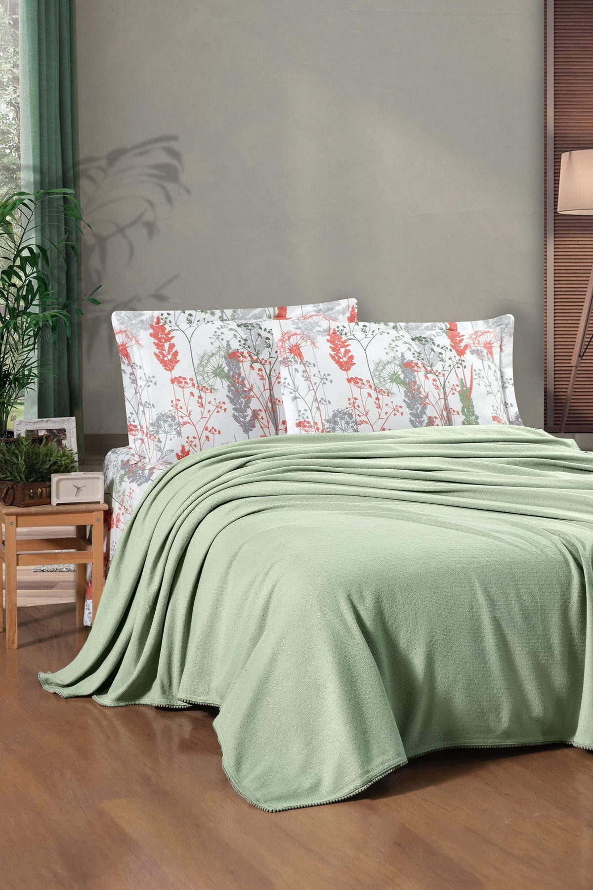 Комплект постільної білизни з пледом Kristal Ranforse 200x230 см Breeze Haki