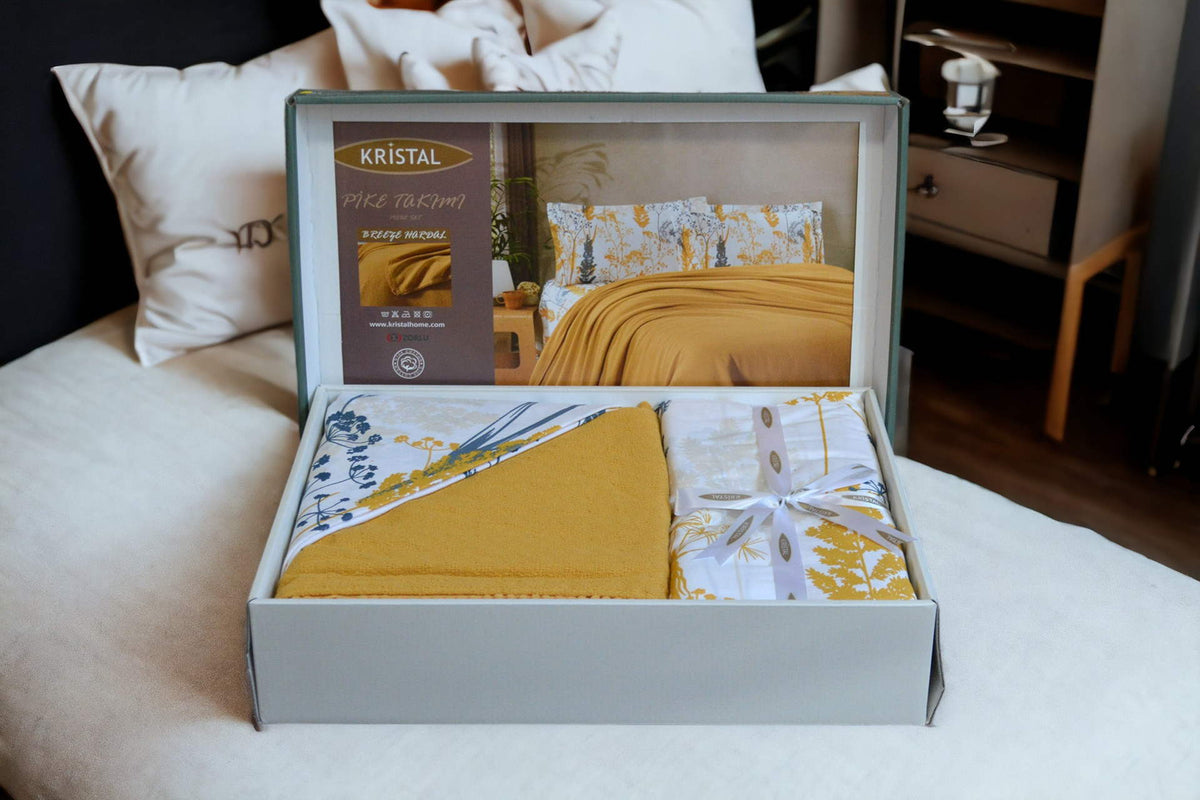 Комплект постільної білизни з пледом Kristal Ranforse 200x230 см Breeze Hardal
