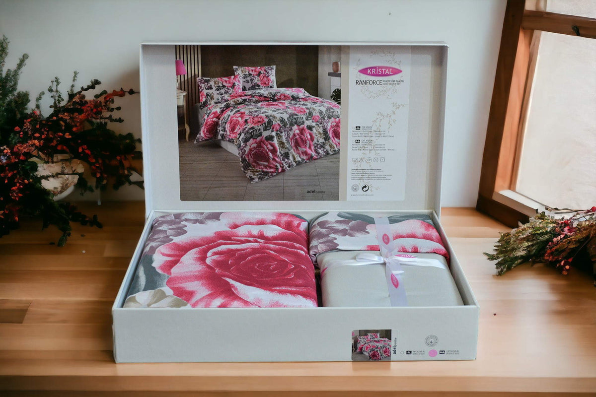 Комплект постільної білизни Kristal Ranforse 200x220 см Adel Pembe