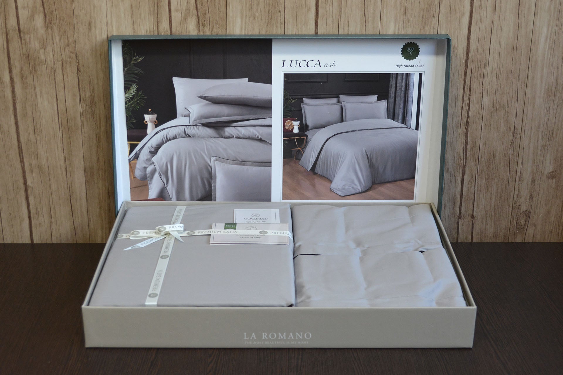 Постільна білизна La Romano Premium Satin 160×220 см сімейна Lucca Ash