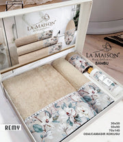 Подарунковий набір бамбукових рушників La Maison, 3 шт. з ароматом Remy