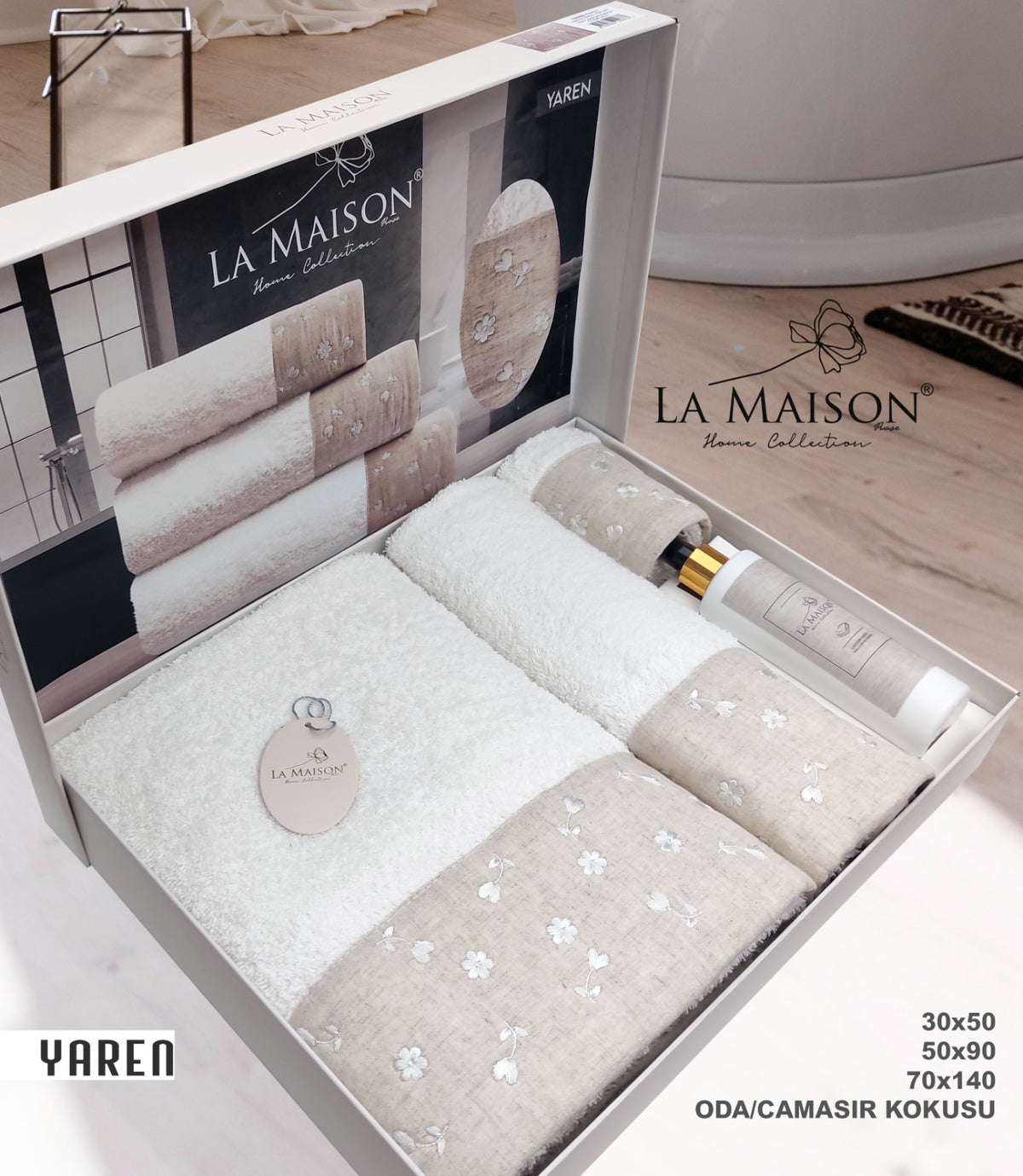 Подарунковий набір рушників La Maison, 3 шт. з ароматом Yaren
