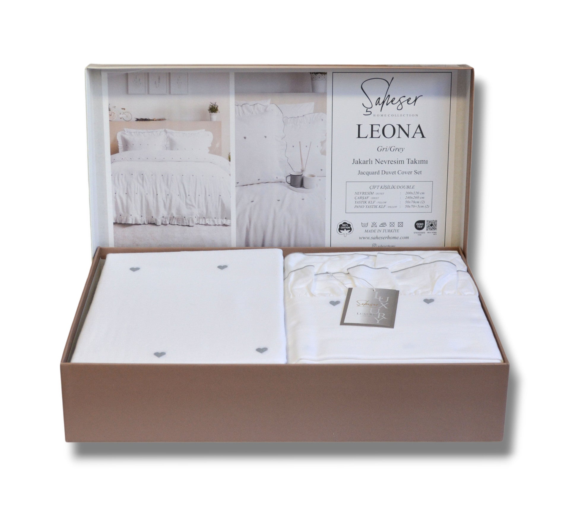Комплект постільної білизни Saheser Jacquard  200х220 см  Leona Gri