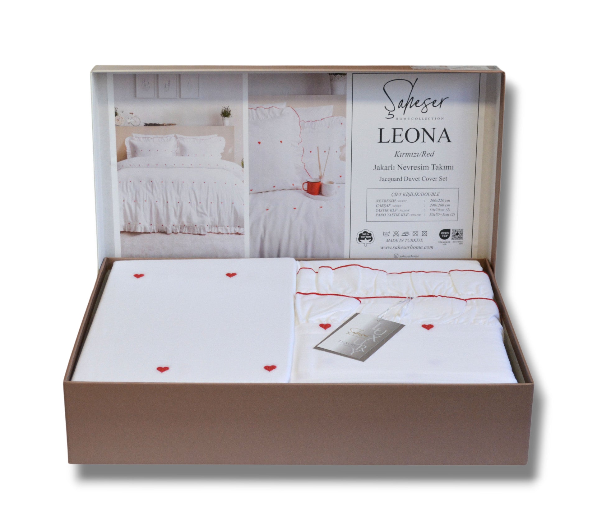 Комплект постільної білизни Saheser Jacquard  200х220 см  Leona Kirmizi