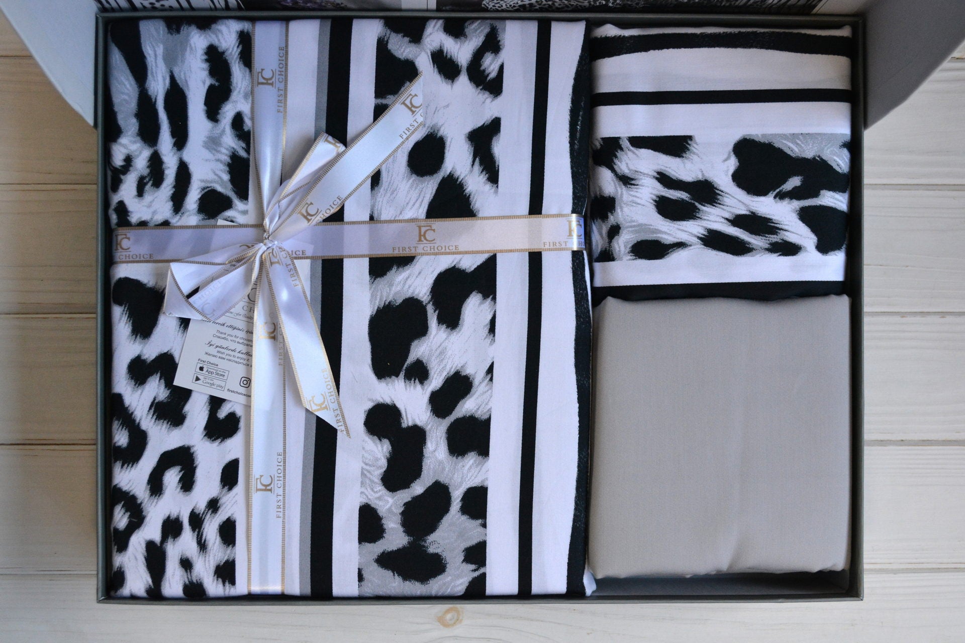 Постільна білизна First Choice Cotton Satin 200х220 Leopard Black
