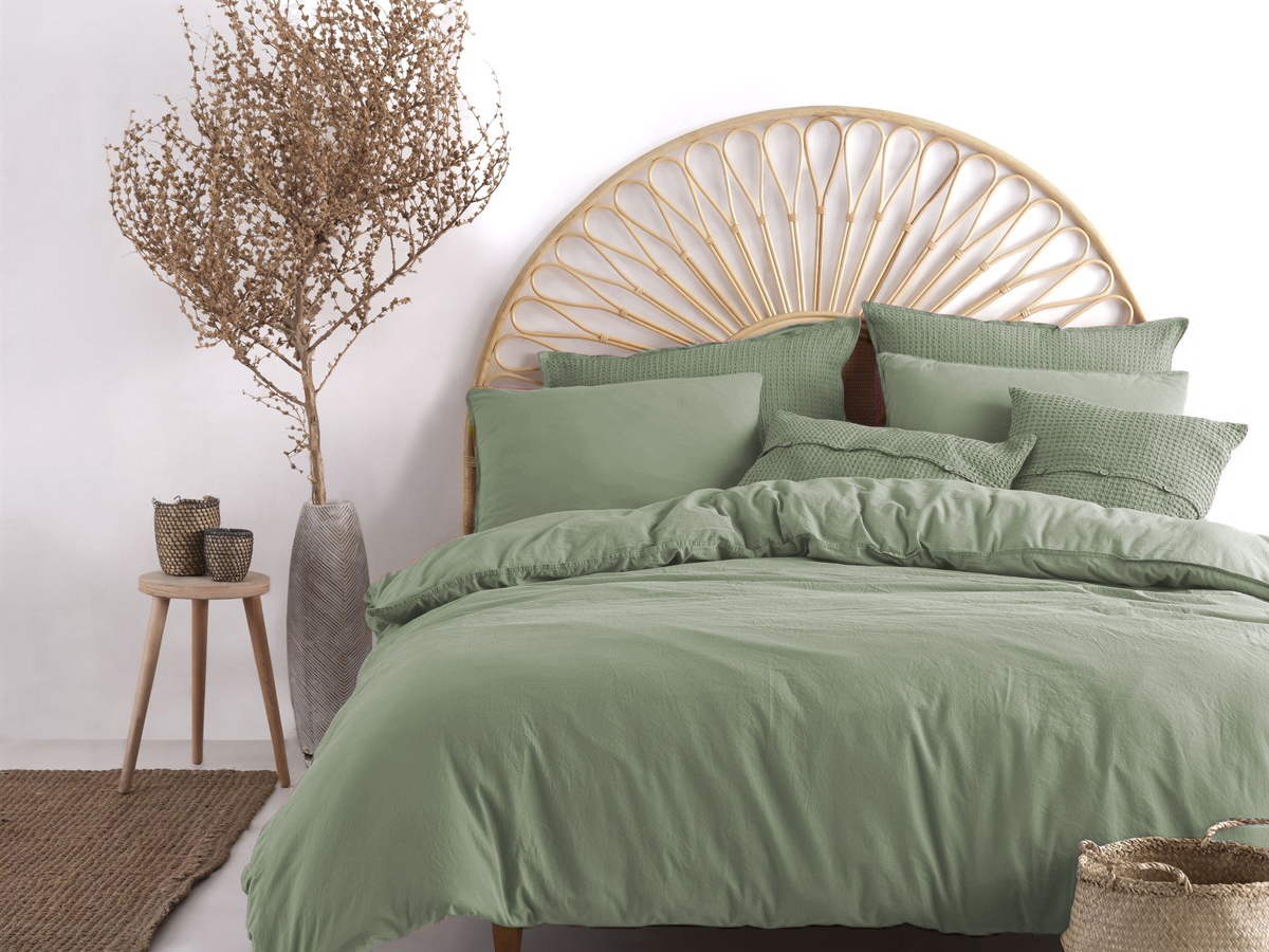 Постільна білизна Limasso Stonewashed Ranforse 200 х 220 см Fistik Yesili