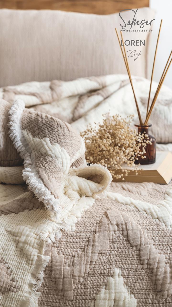 Муслінове покривало Saheser  Loren  240 х 260 см. Bej