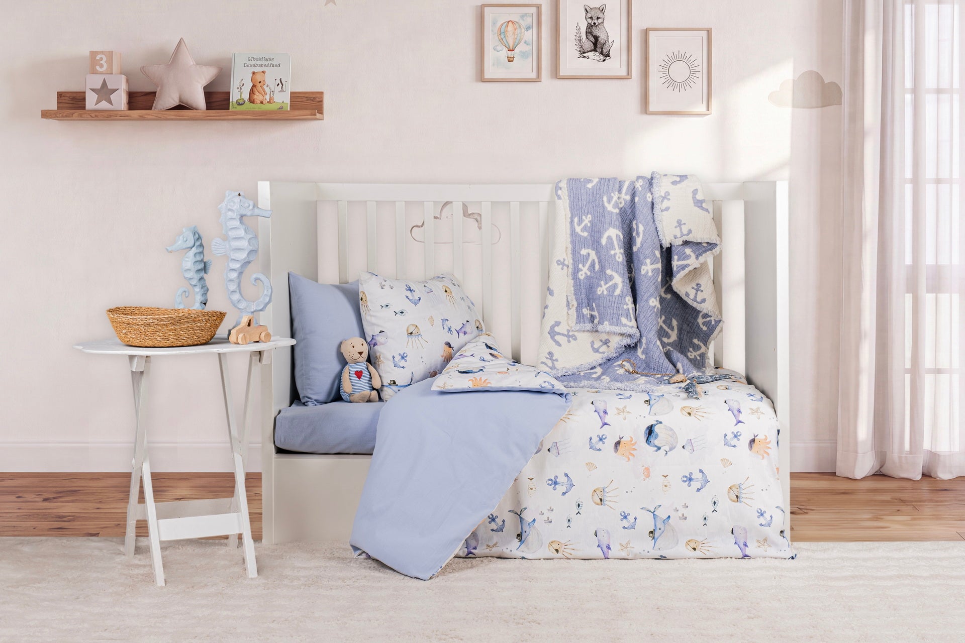 Постільна білизна Saheser Baby Pique Set 110 х 120 см. Maritime Mavi