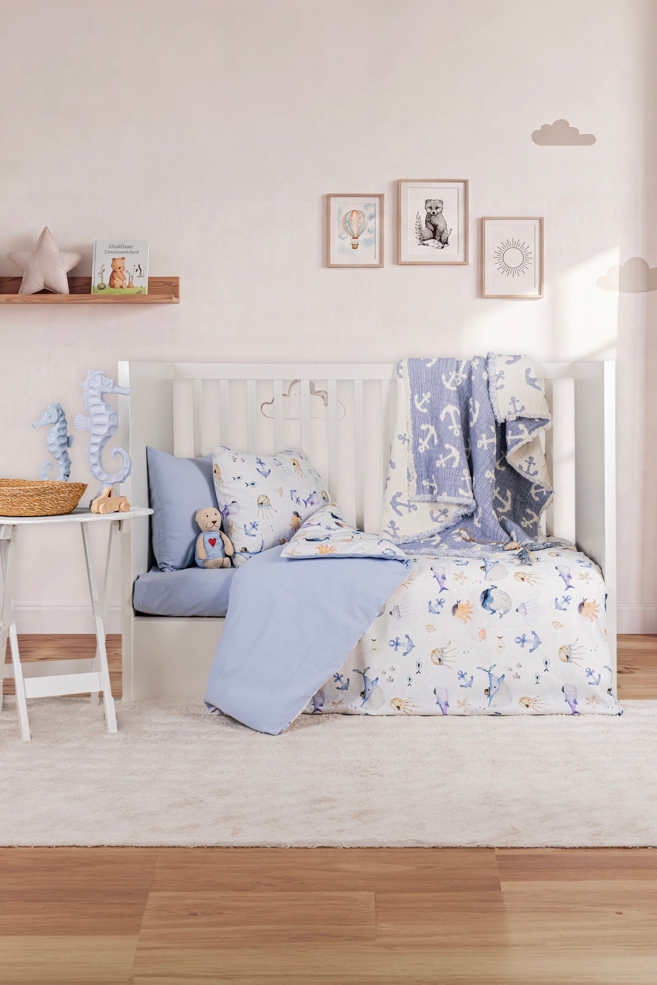Постільна білизна Saheser Baby Pique Set 110 х 120 см. Maritime Mavi