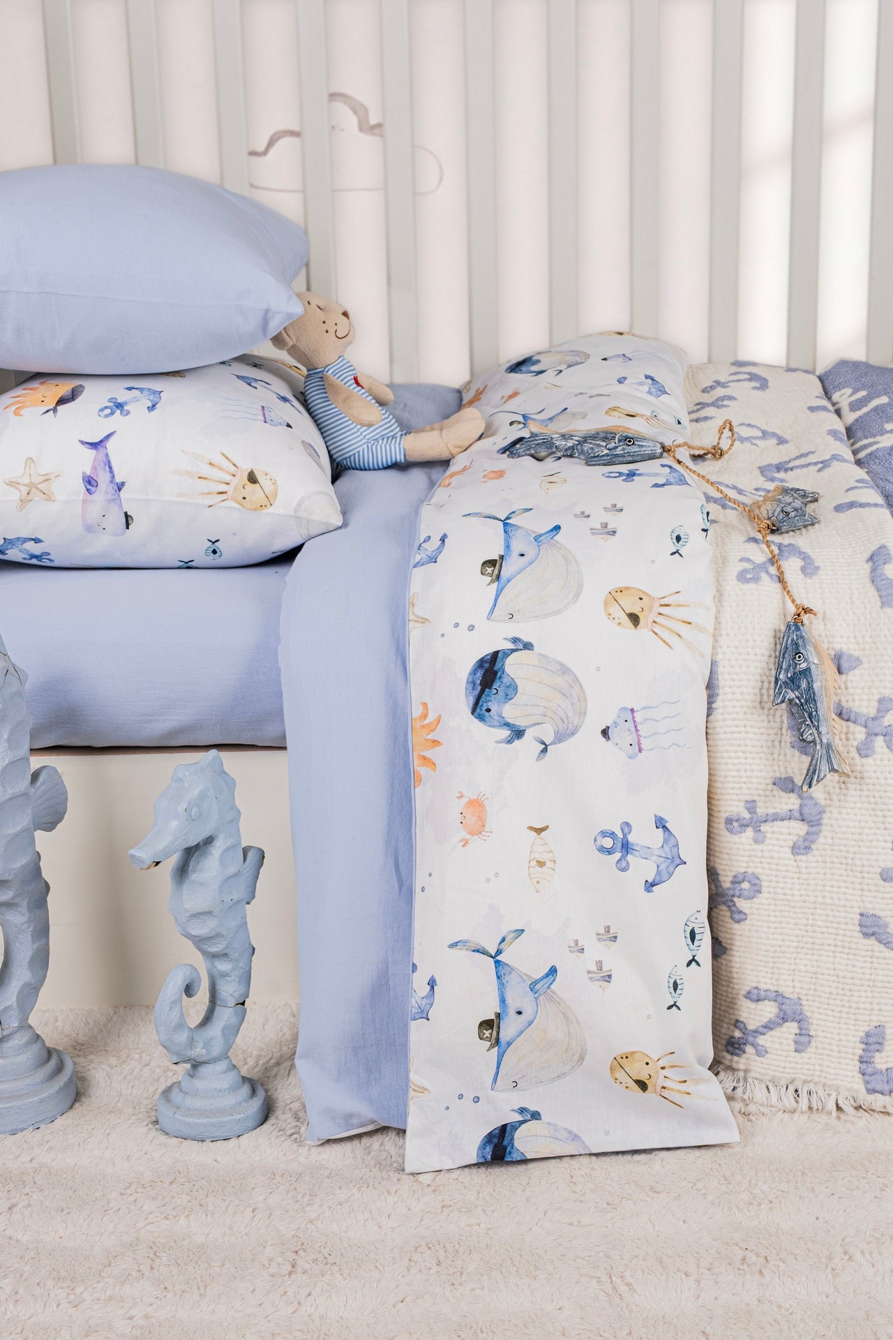 Постільна білизна Saheser Baby Pique Set 110 х 120 см. Maritime Mavi