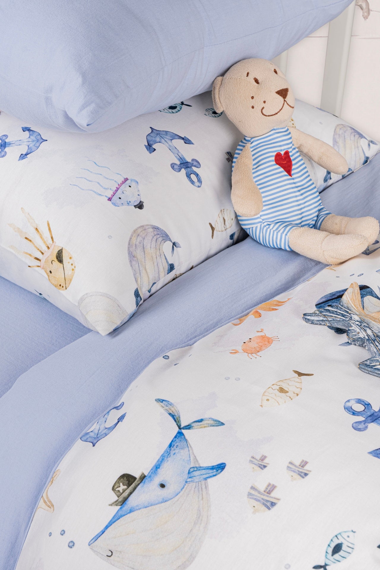 Постільна білизна Saheser Baby Pique Set 110 х 120 см. Maritime Mavi