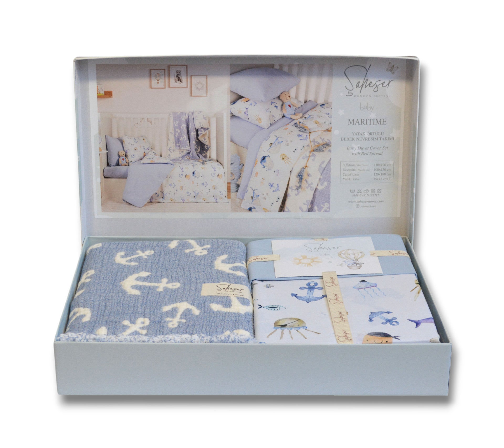 Постільна білизна Saheser Baby Pique Set 110 х 120 см. Maritime Mavi