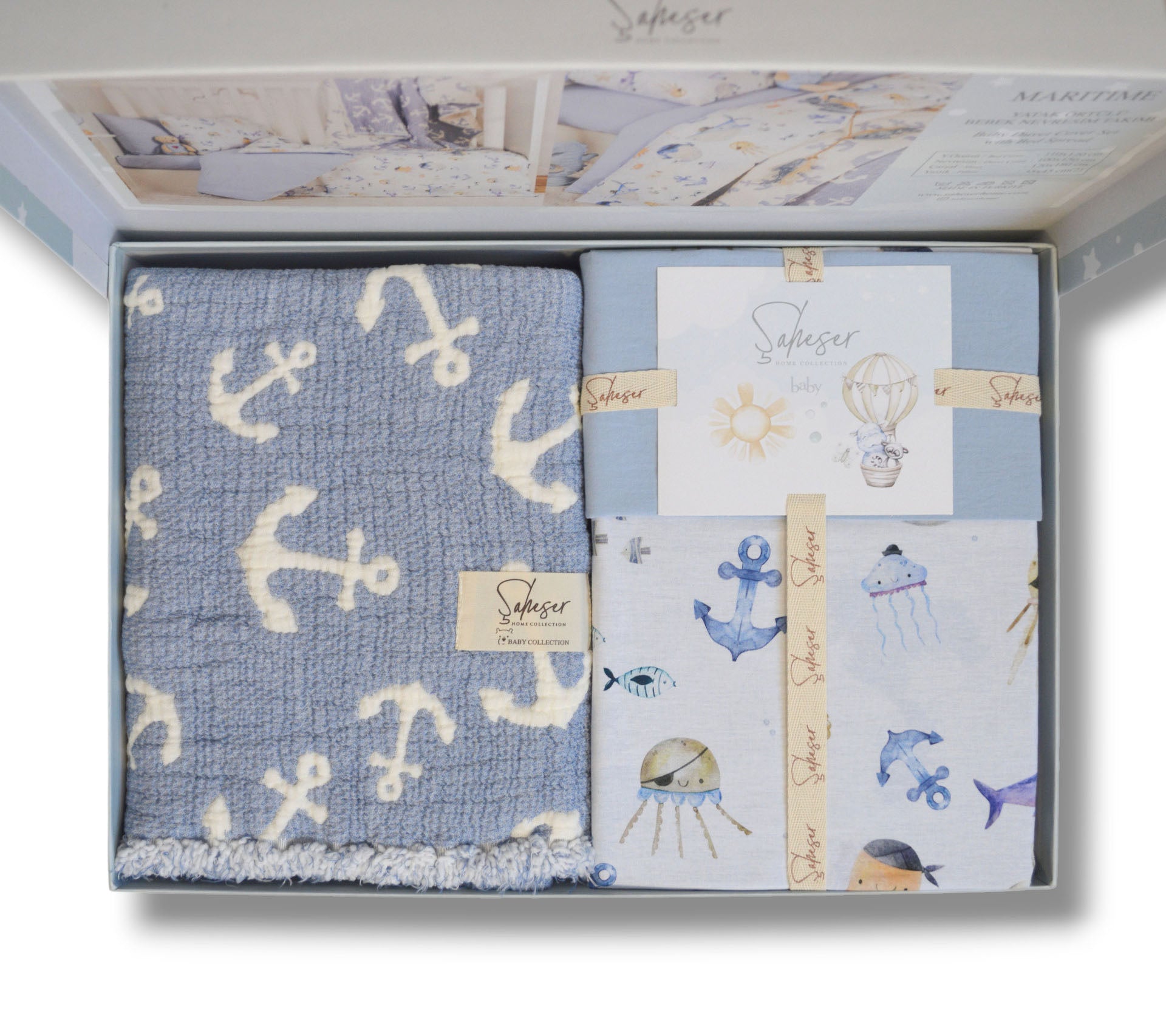 Постільна білизна Saheser Baby Pique Set 110 х 120 см. Maritime Mavi