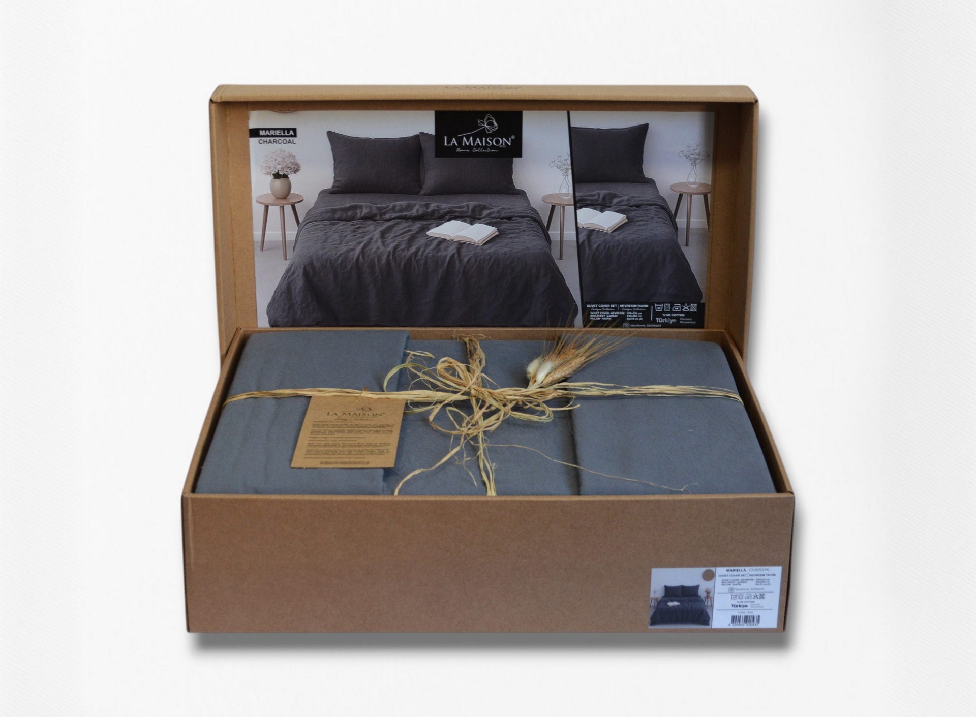 Постільна білизна La Maison Stonewashed 200 х 220 см Mariella  Charcoal