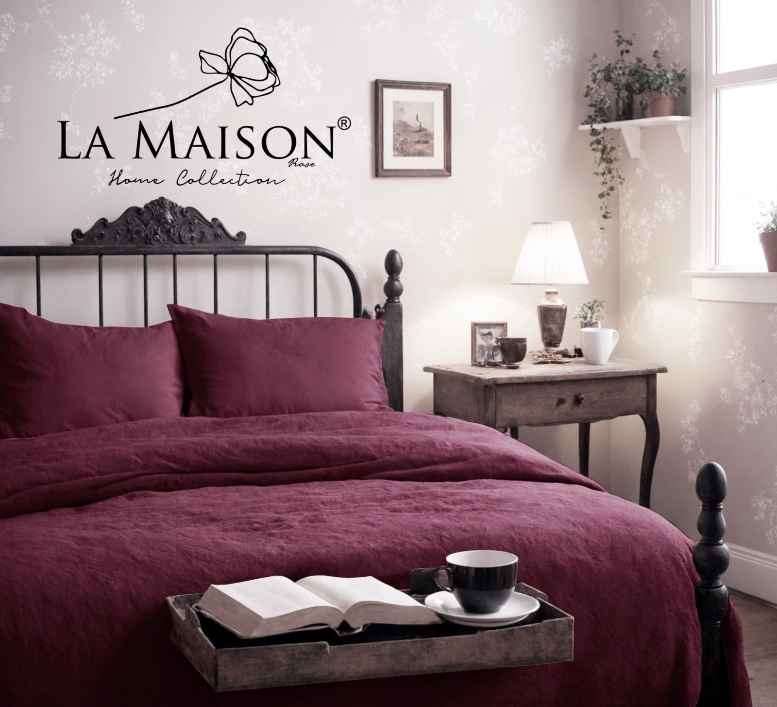 Постільна білизна La Maison Stonewashed 200 х 220 см Mariella Cherry