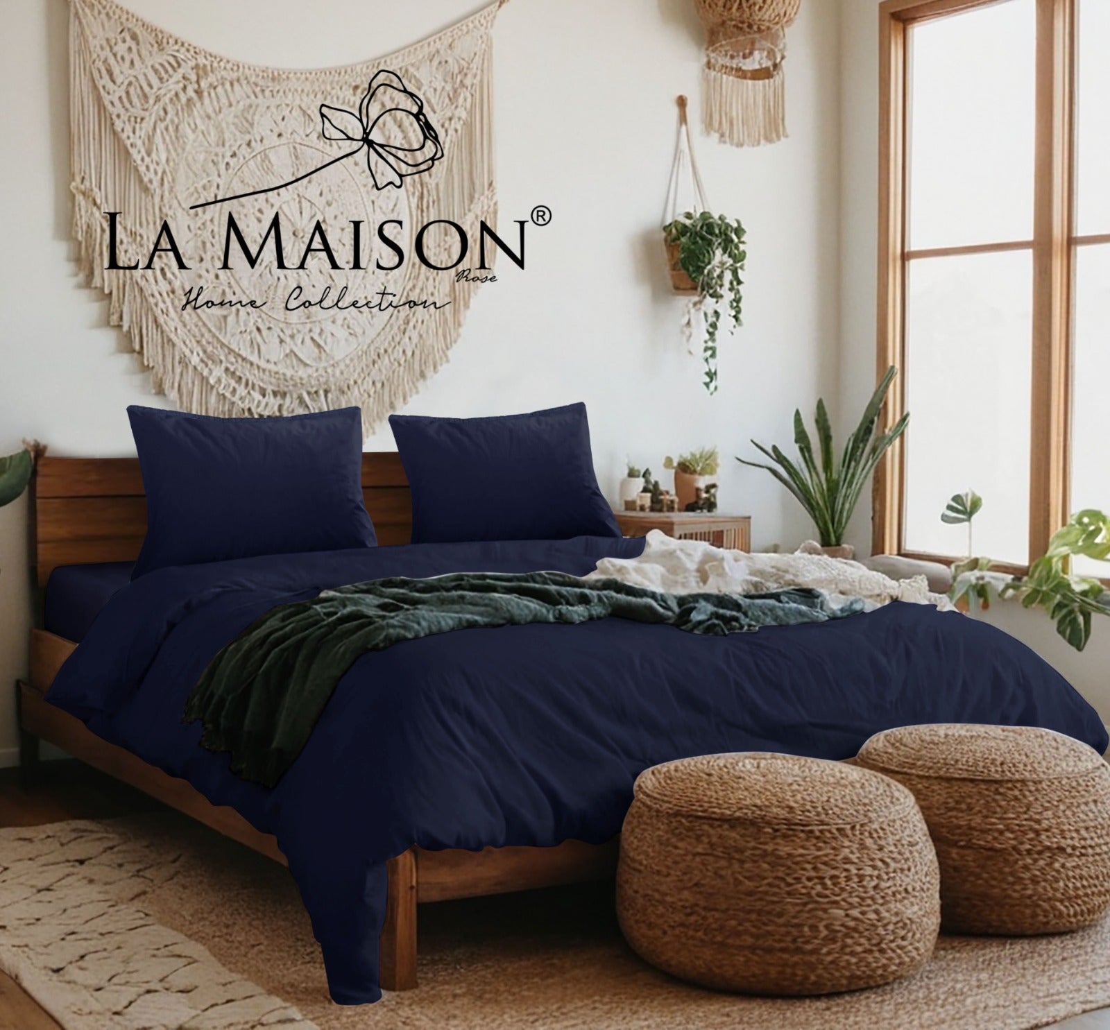 Постільна білизна La Maison Stonewashed 200 х 220 см Mariella  Deep Indigo