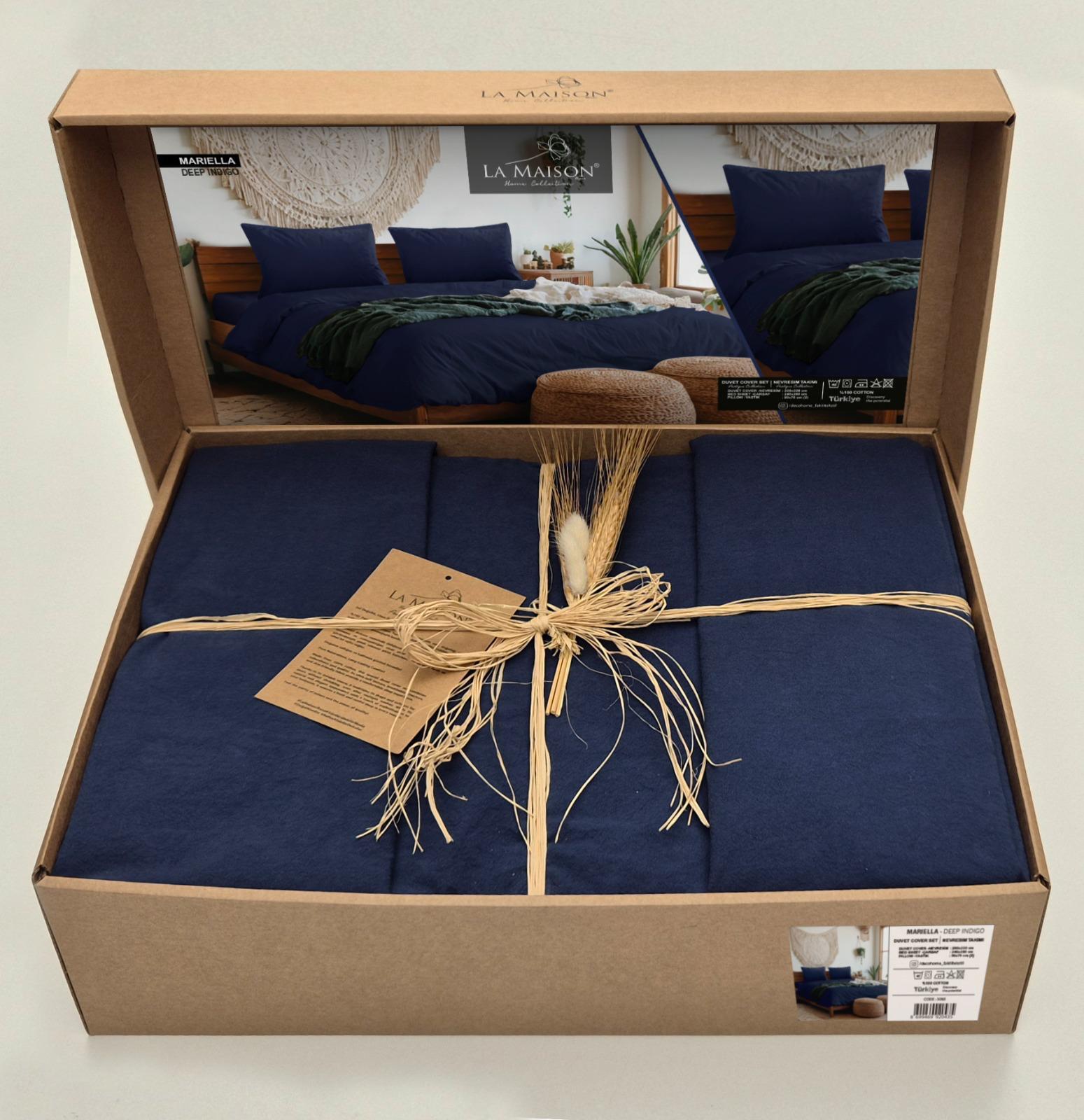 Постільна білизна La Maison Stonewashed 200 х 220 см Mariella  Deep Indigo