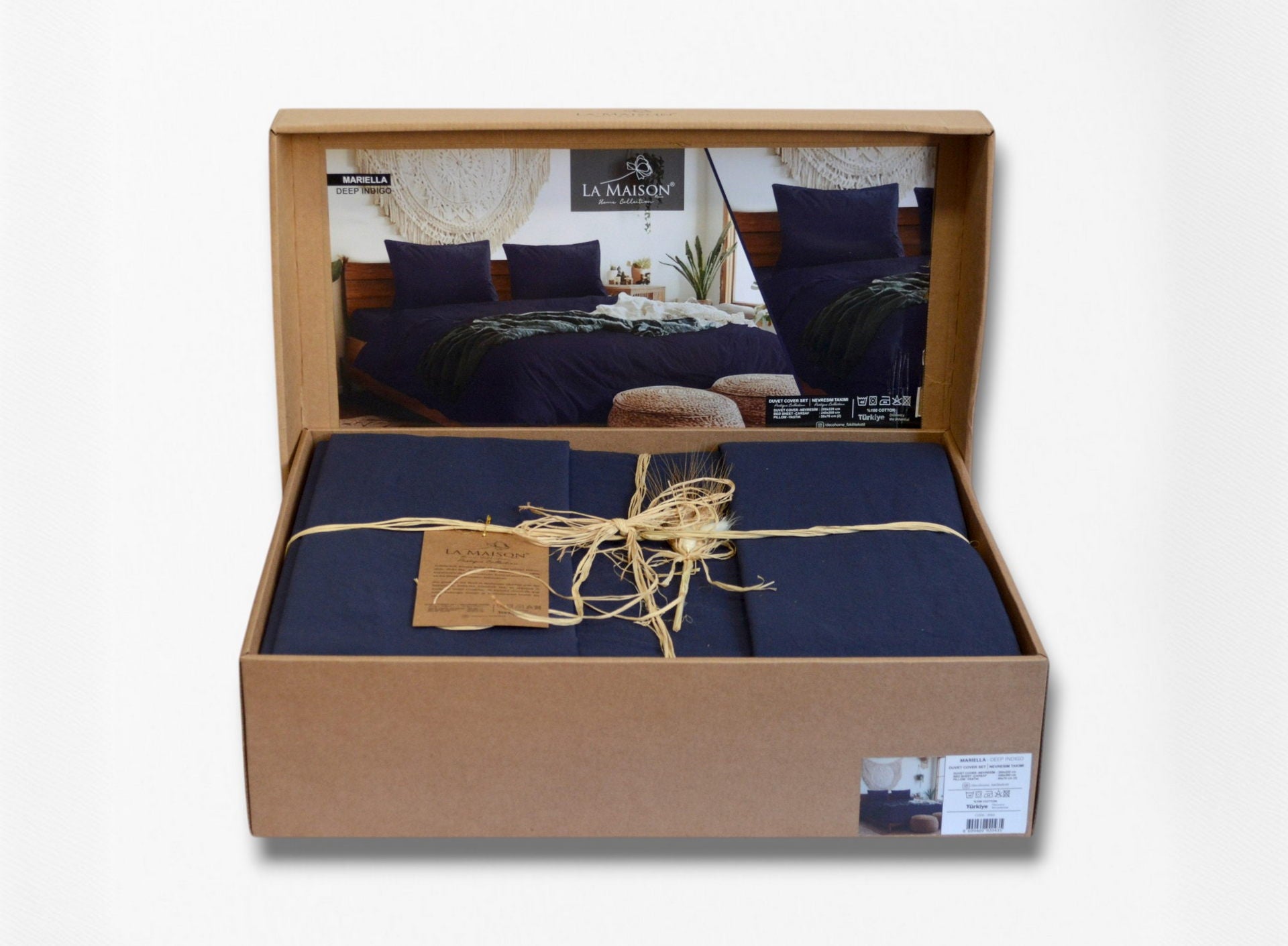 Постільна білизна La Maison Stonewashed 200 х 220 см Mariella  Deep Indigo