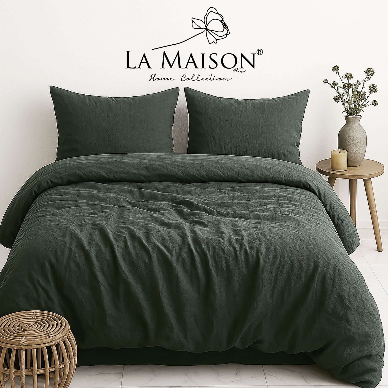 Постільна білизна La Maison Stonewashed 200 х 220 см Mariella  Forest