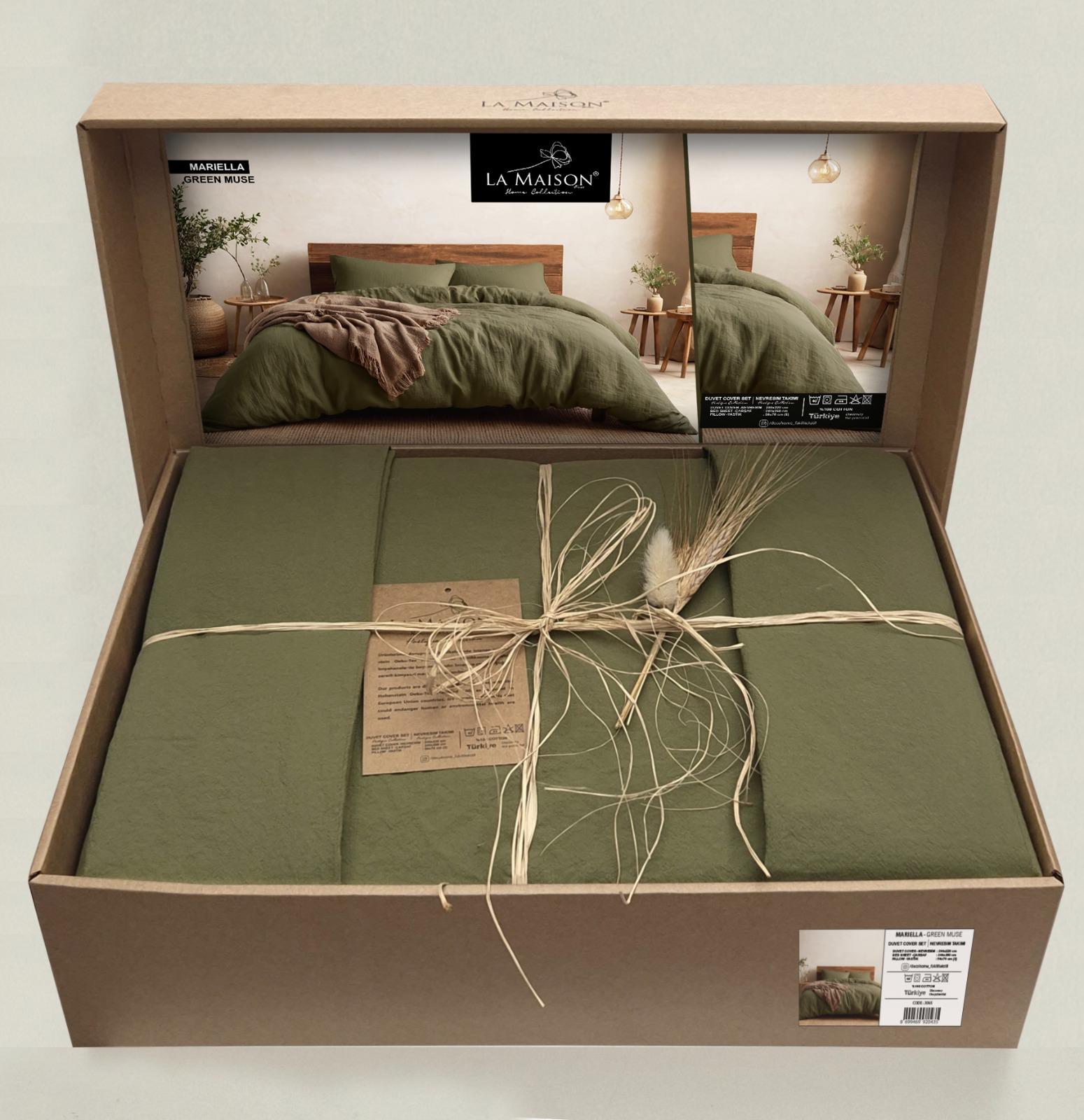Постільна білизна La Maison Stonewashed 200 х 220 см Mariella  Green Muse