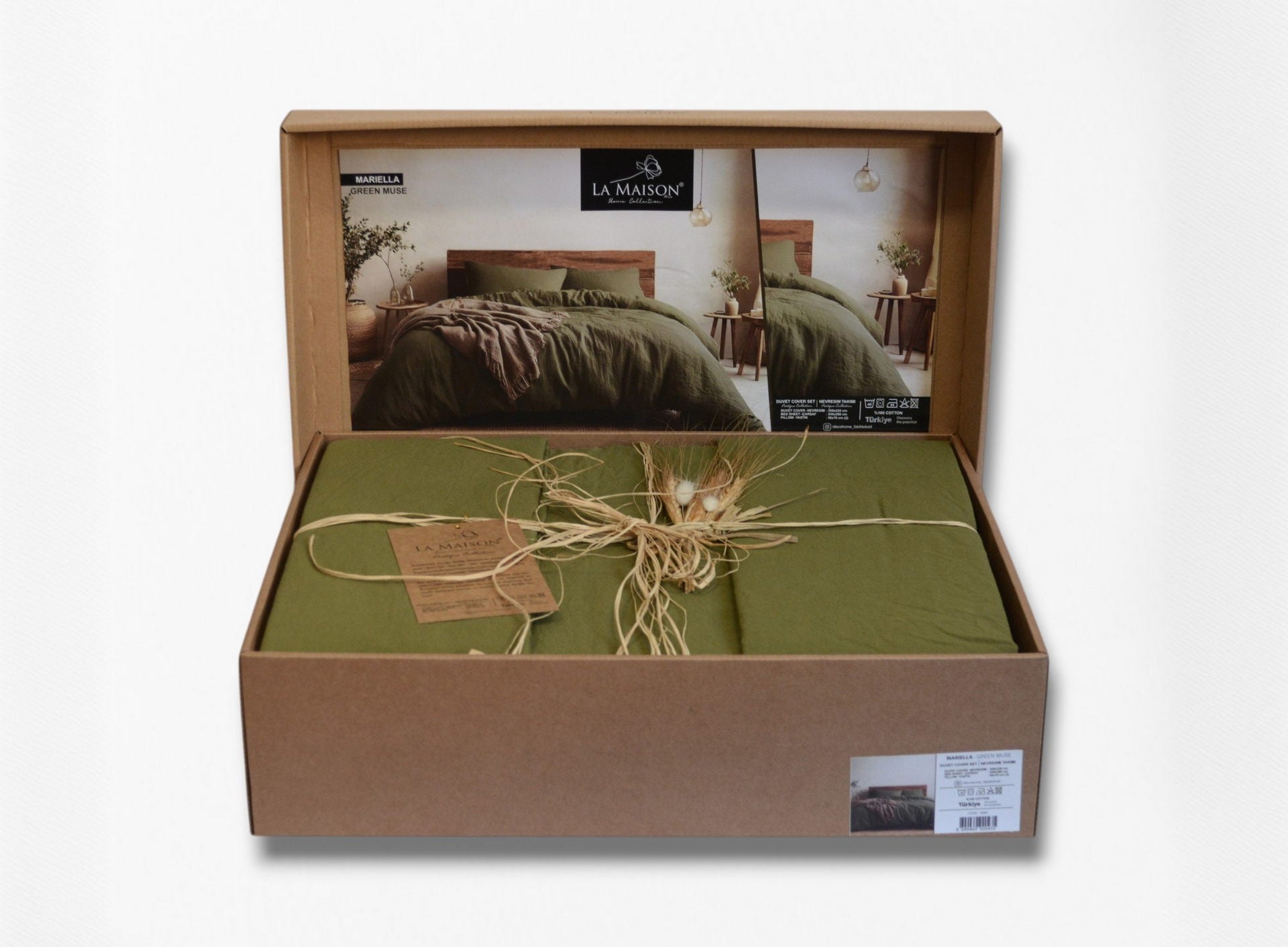 Постільна білизна La Maison Stonewashed 200 х 220 см Mariella  Green Muse