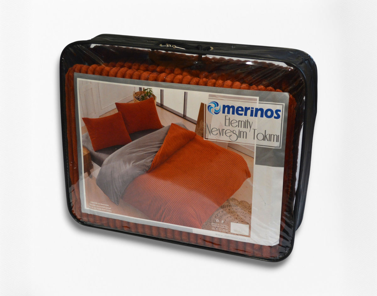 Комплект оксамитової постільної білизни Merinos Eternity 200×220 см. Kiremit