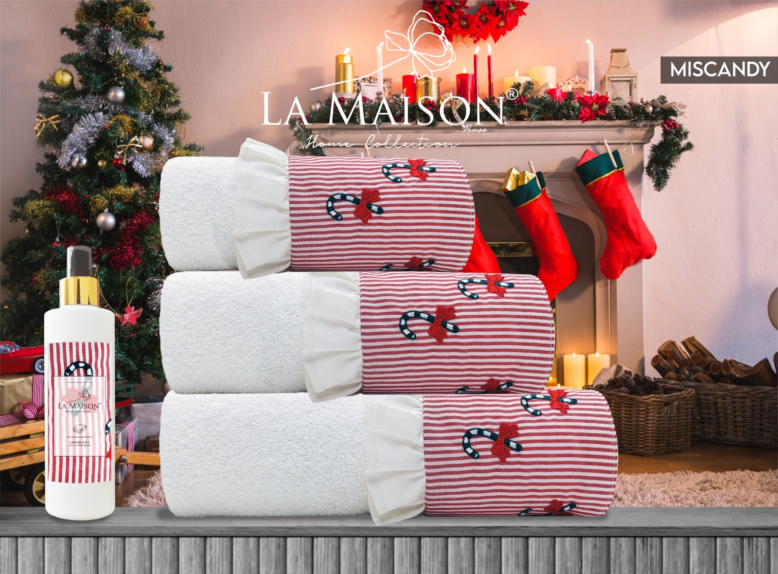Подарунковий набір рушників La Maison, 3 шт. з ароматом Miscandy