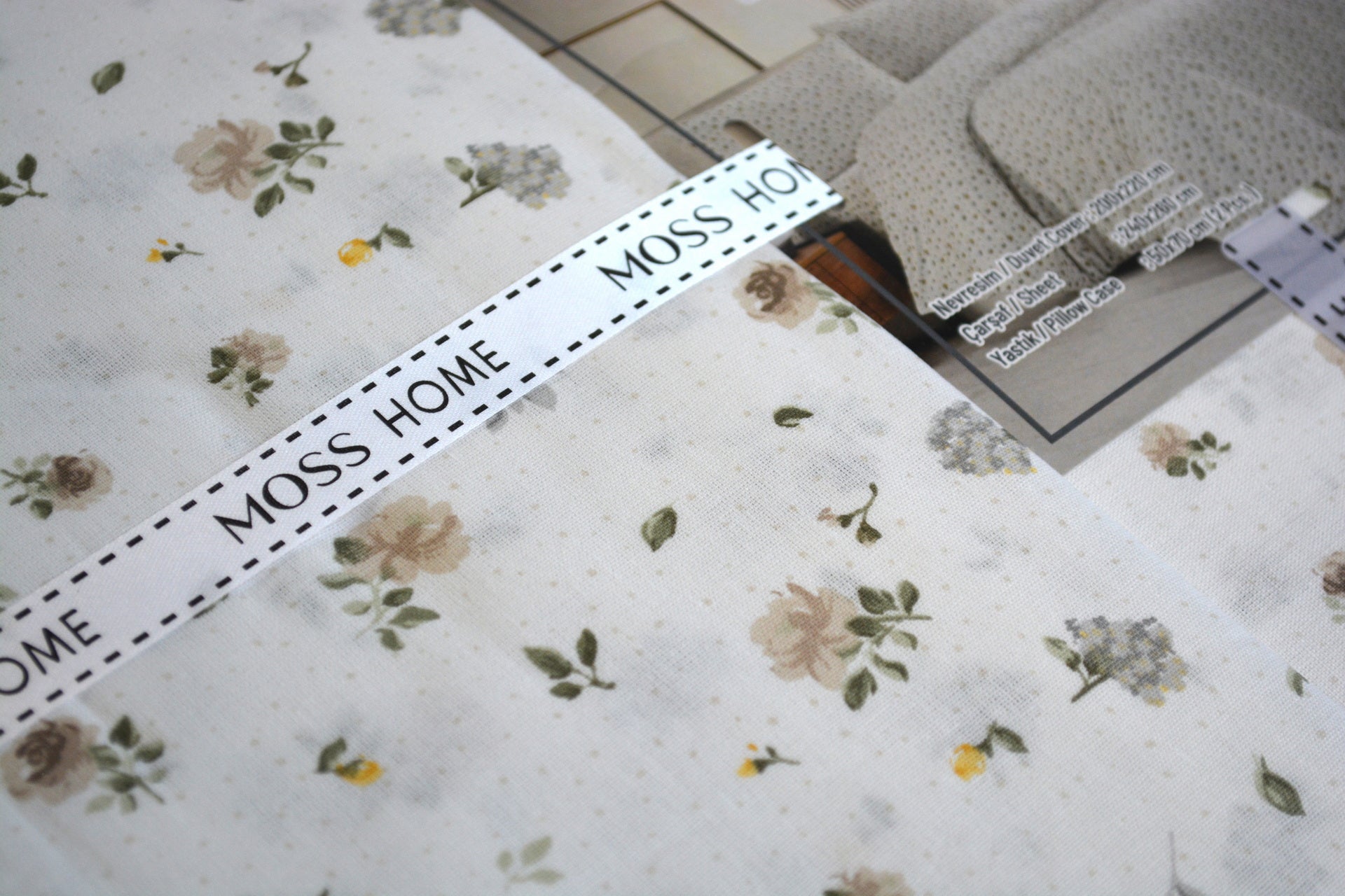 Комплект постільної білизни Moss Ranforce 200×220 см. Cicek Bej