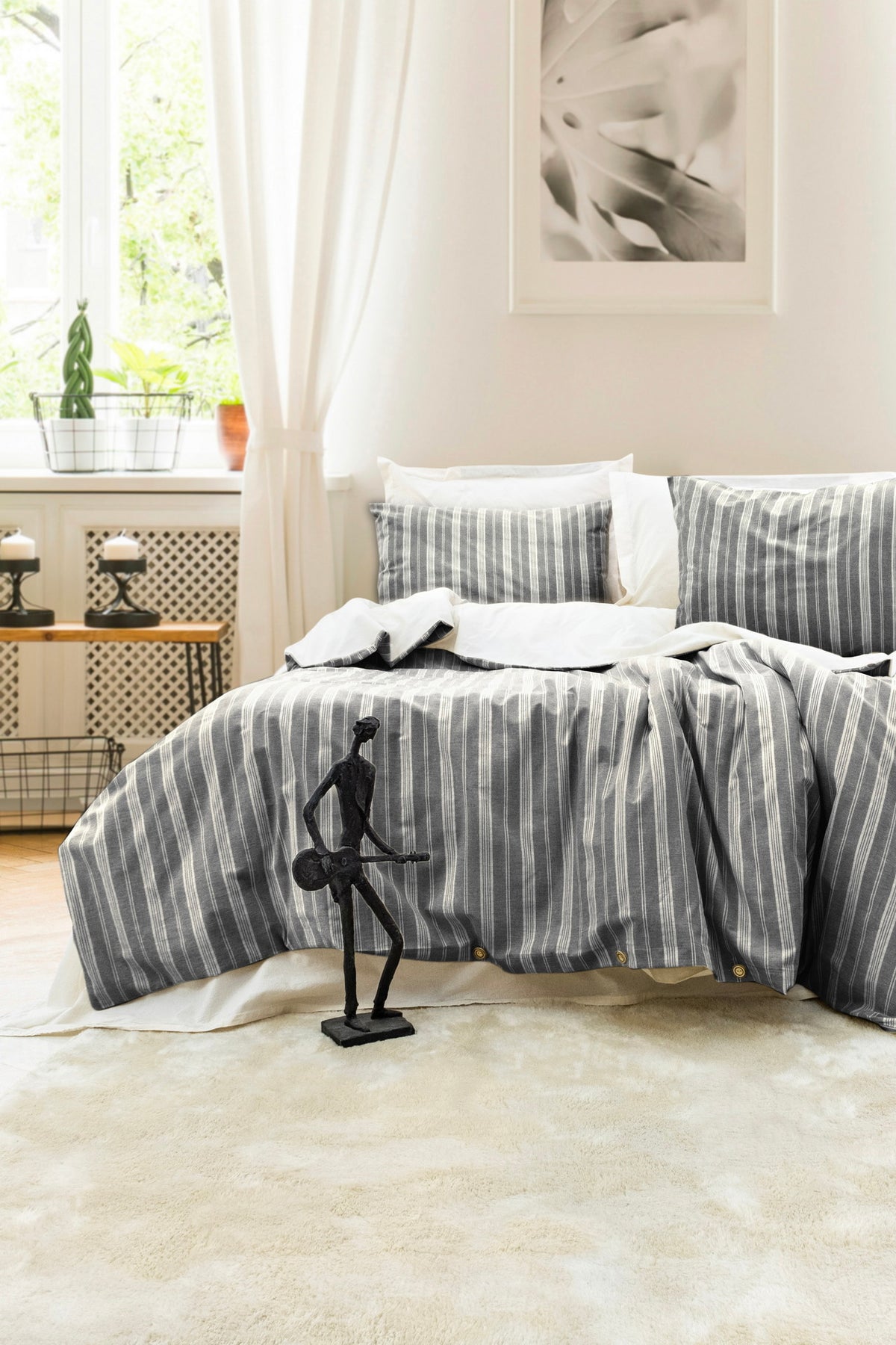 Постільна білизна Saheser Stonewashed Ranforce 200 х 220 см Nadia Antrasit