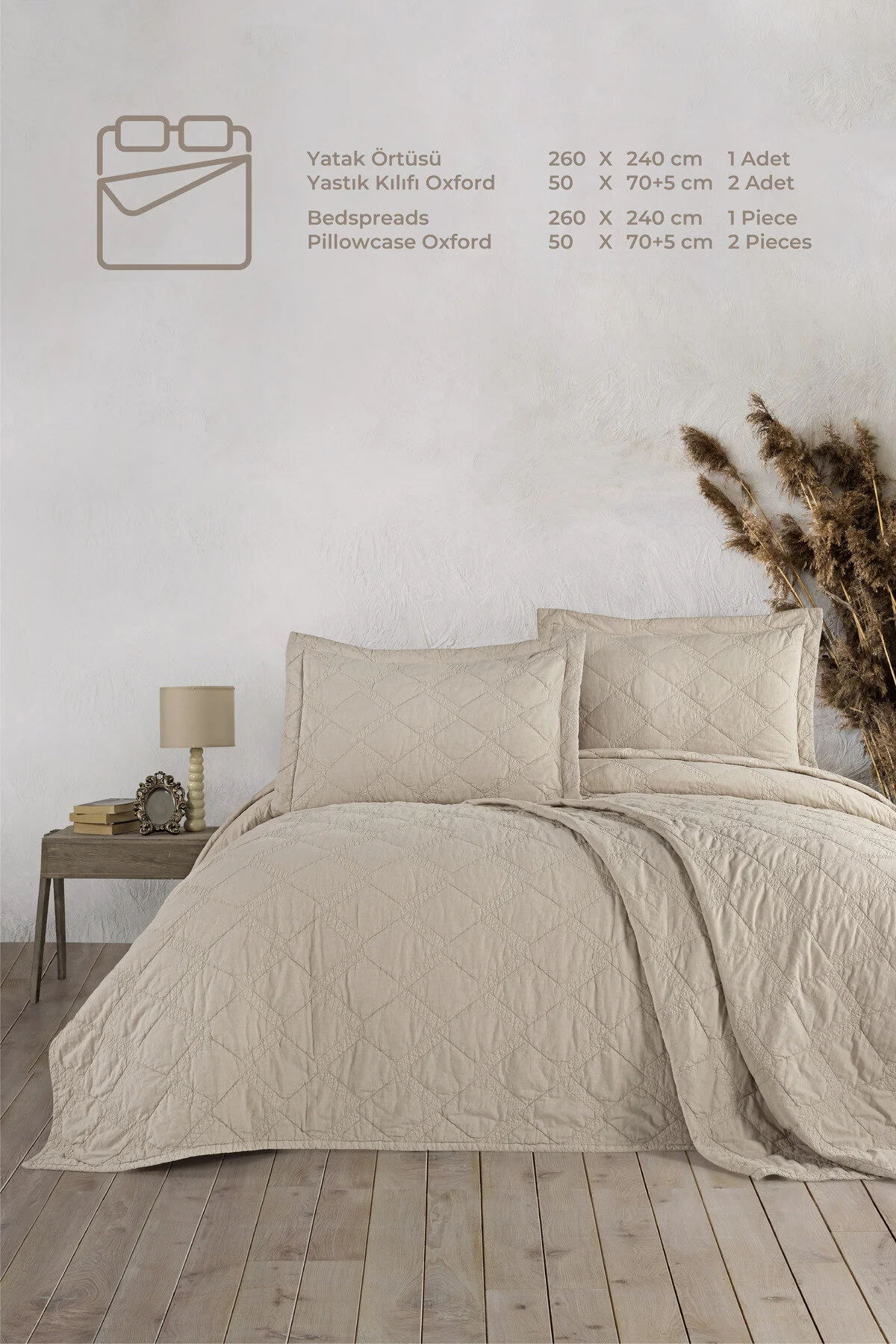 Покривало з наволочками Maribor Natural Creations 240 х 260 см. Velora Beige