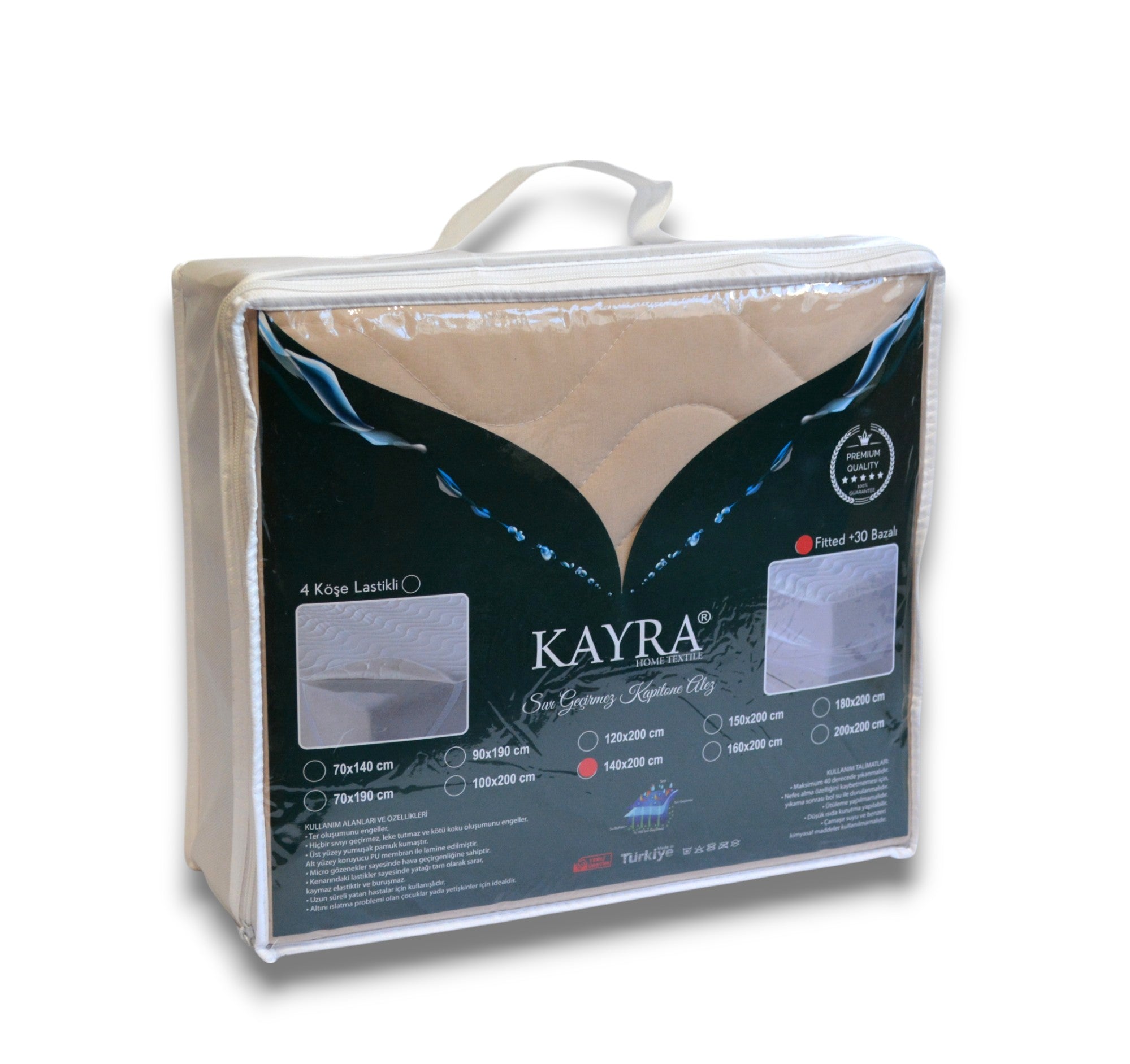 Наматрацник стьобаний водонепроникний Kayra 170х200 см., Бежевий